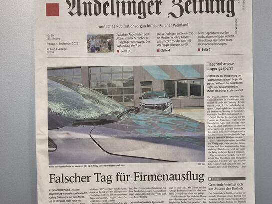 Falscher Tag für Firmenausflug – Artikel in der Andelfinger Zeitung